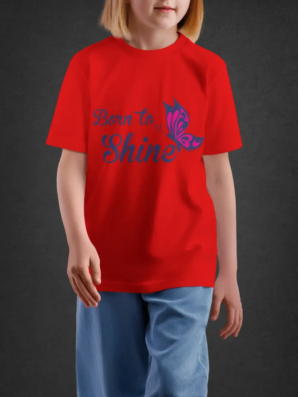 Tshirt for Girls Born To Shine 7-12Y Amazing Tee in Red