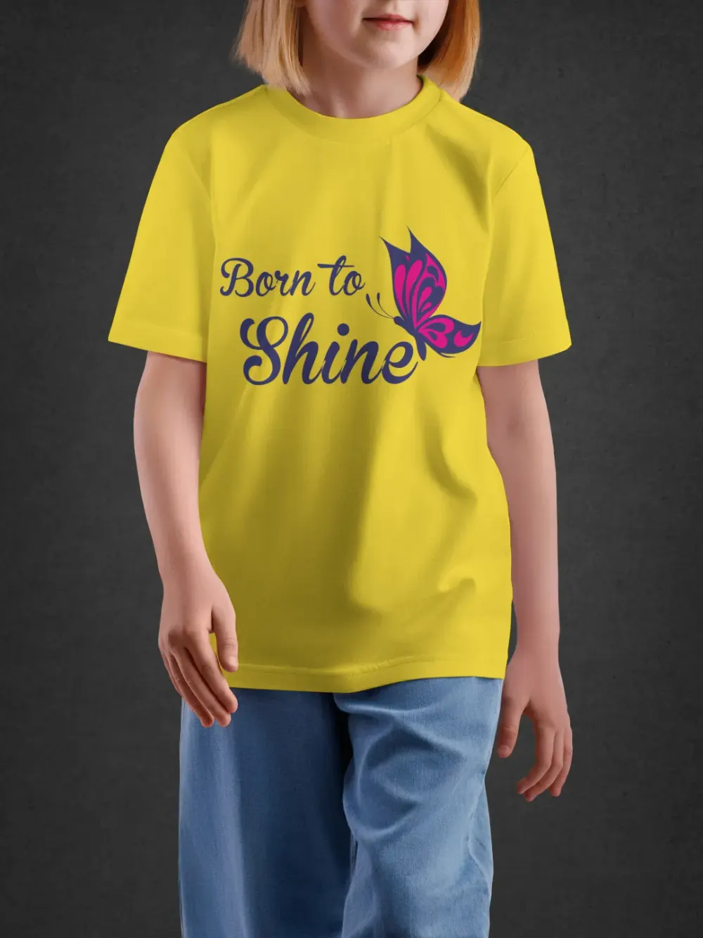 Tshirt for Girls Born To Shine 7-12Y Amazing Tee in Yellow