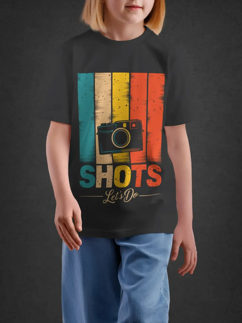 Tshirt for Kids Camera Shots 11-16Y Amazing Tee in Black