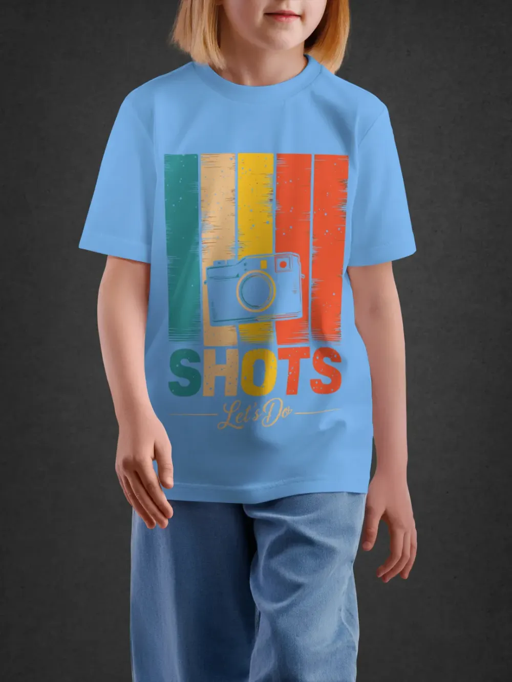 Tshirt for Kids Camera Shots 11-16Y Amazing Tee in Blue