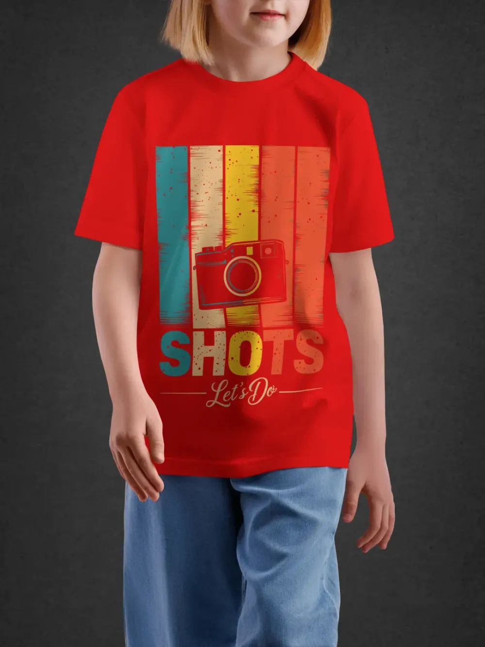 Tshirt for Kids Camera Shots 11-16Y Amazing Tee in Red