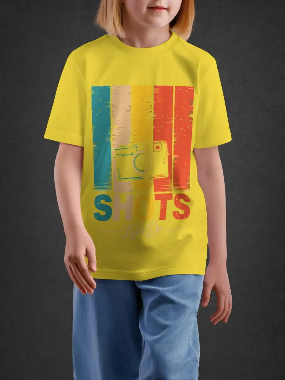Tshirt for Kids Camera Shots 11-16Y Amazing Tee in Yellow