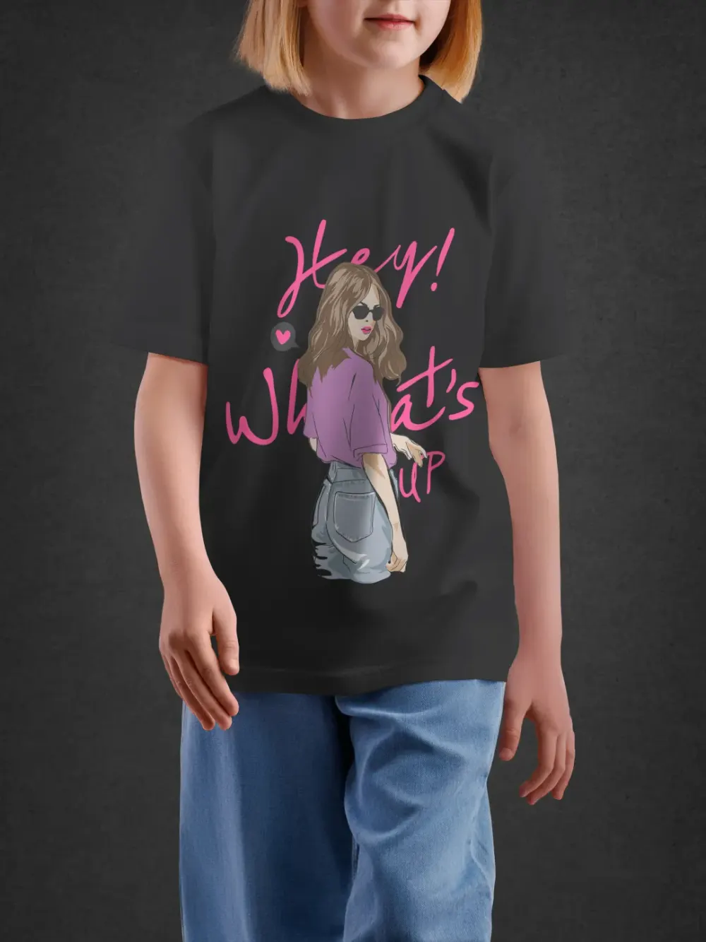 Tshirt for Girls Whats Up 11-16Y Amazing Tee in Black