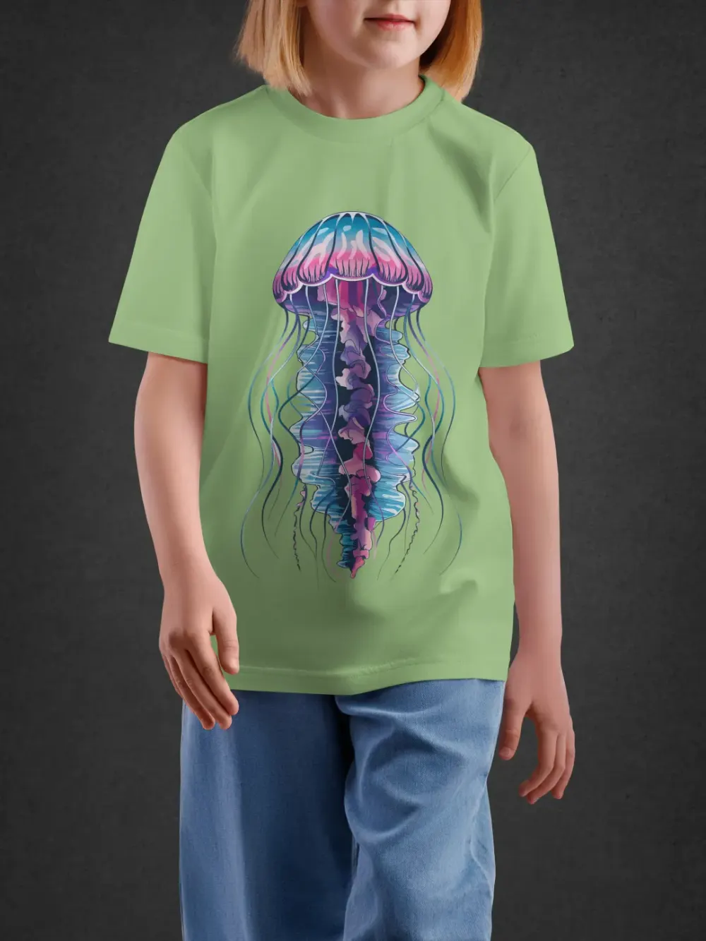 Tshirt for Kids Jellyfish 7-12Y Amazing Tee in Green