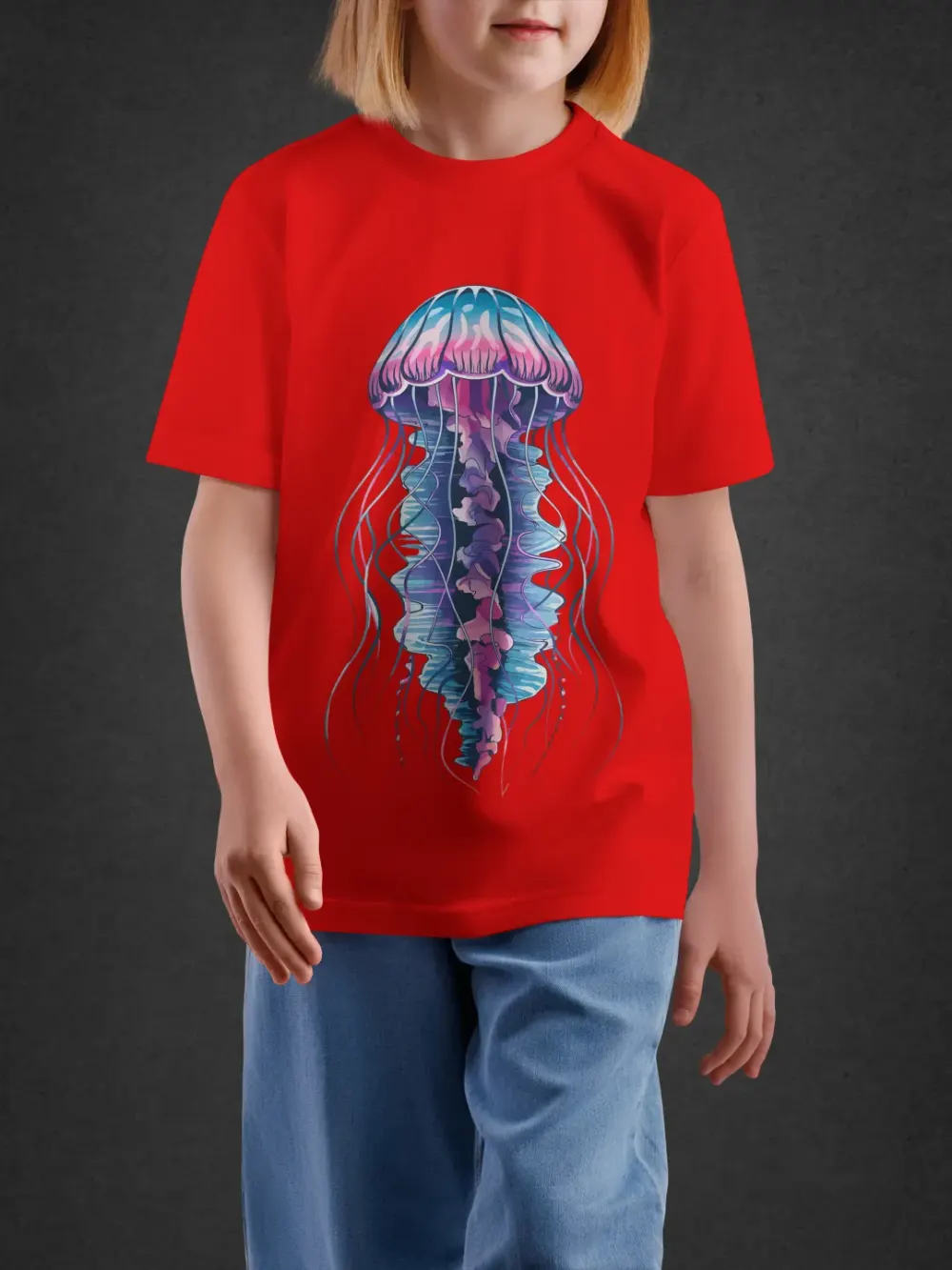 Tshirt for Kids Jellyfish 7-12Y Amazing Tee in Red