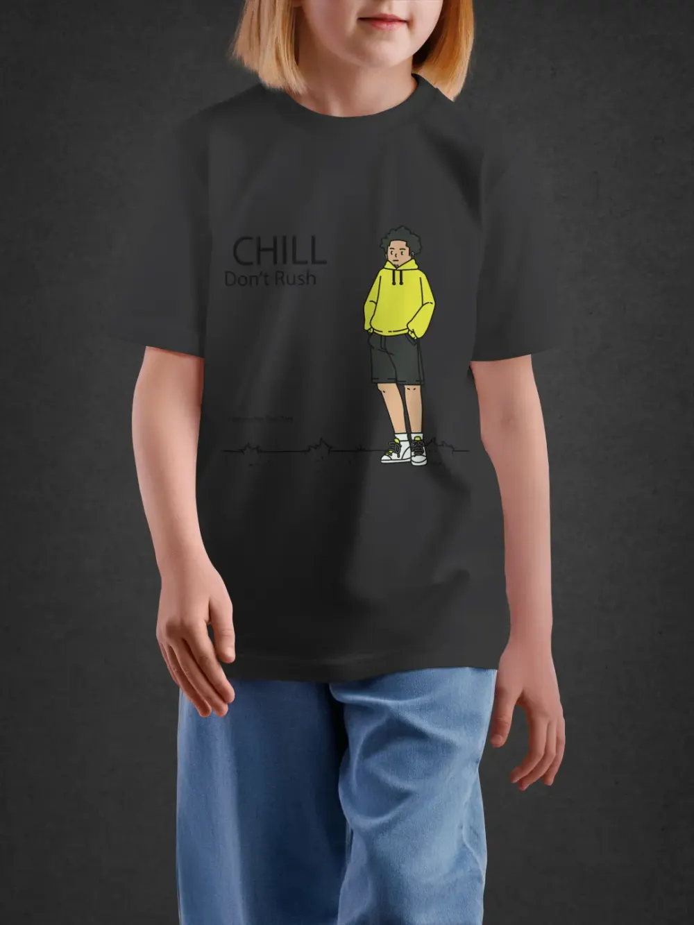 Tshirt for Kids Chill Dont Rush 11-16Y Cool Tee in Black