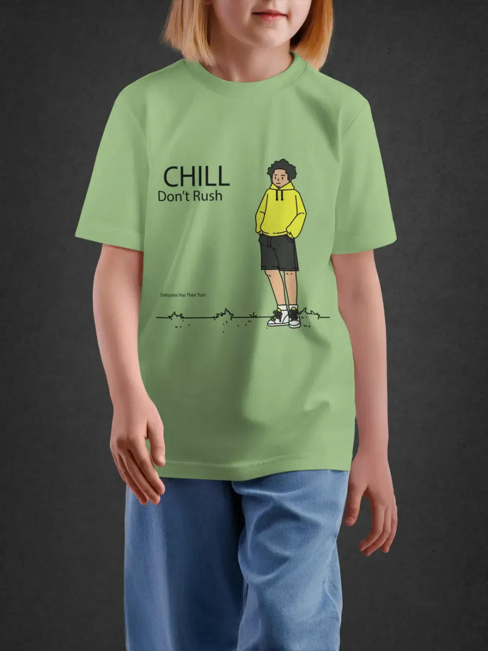 Tshirt for Kids Chill Dont Rush 11-16Y Cool Tee in Green