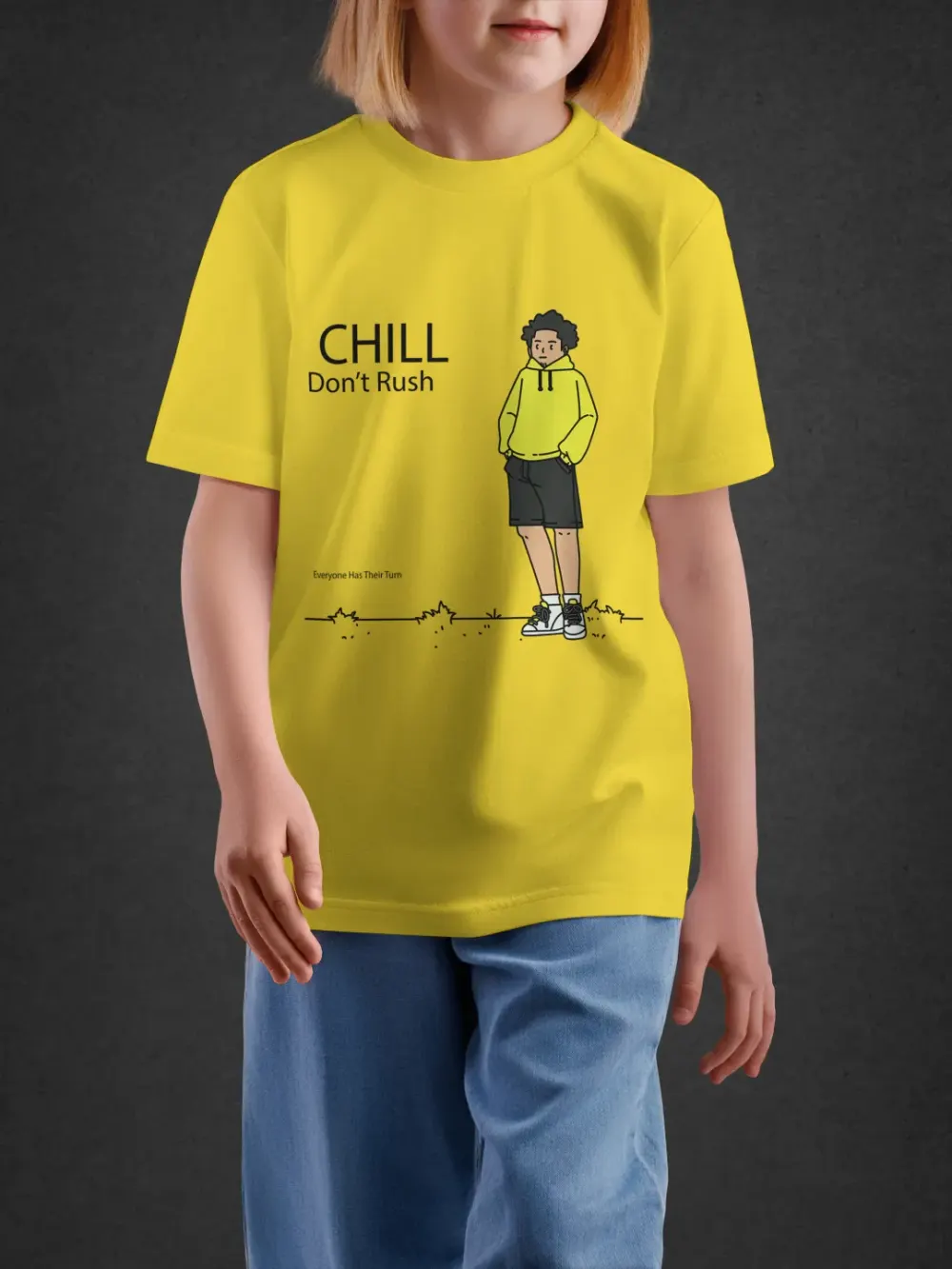 Tshirt for Kids Chill Dont Rush 11-16Y Cool Tee in Yellow