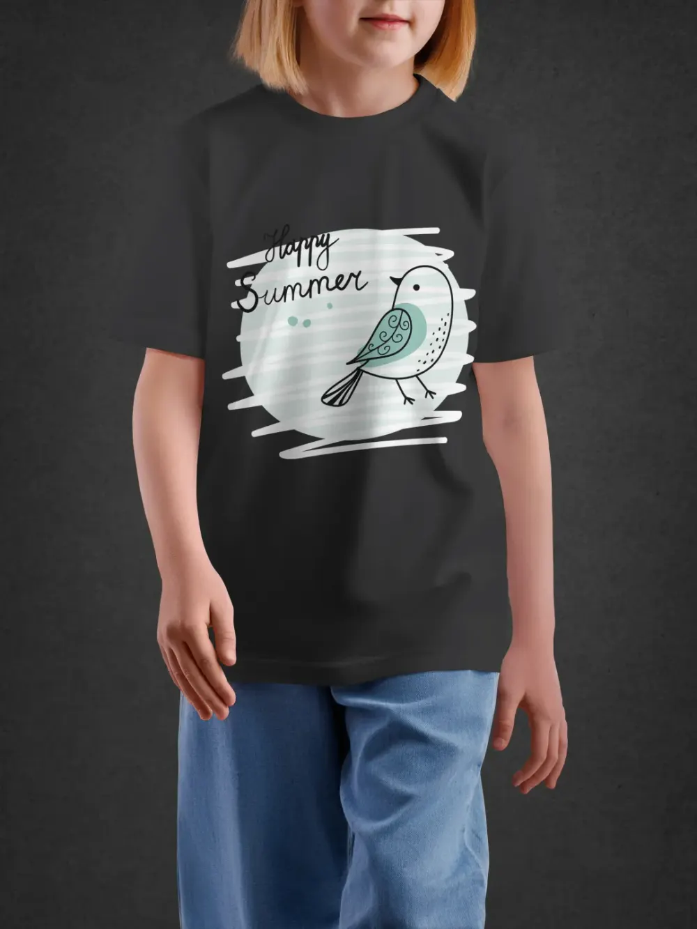 Tshirt for Kids Happy Summer 2-6Y Delight Tee in Black