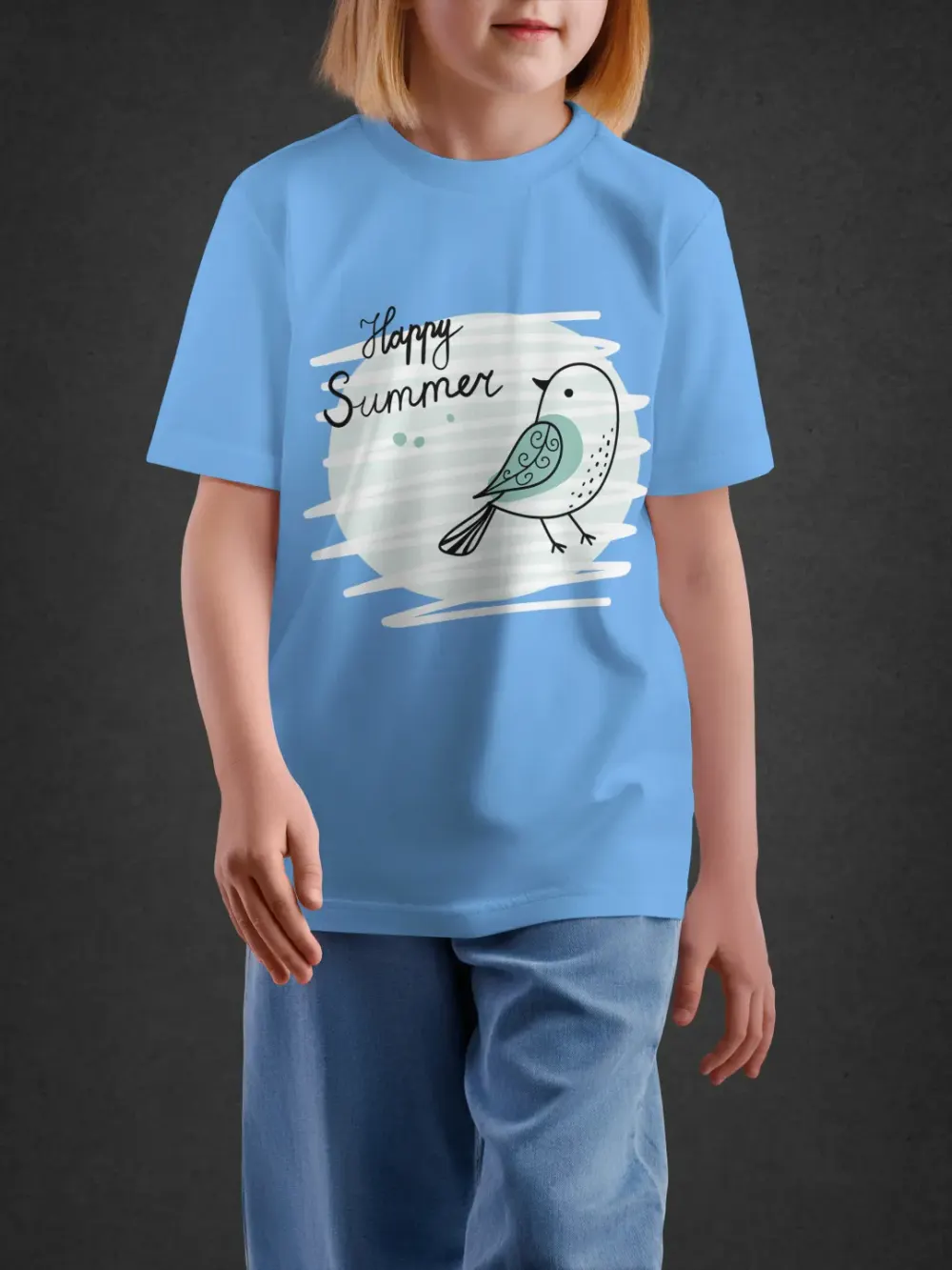 Tshirt for Kids Happy Summer 2-6Y Delight Tee in Blue