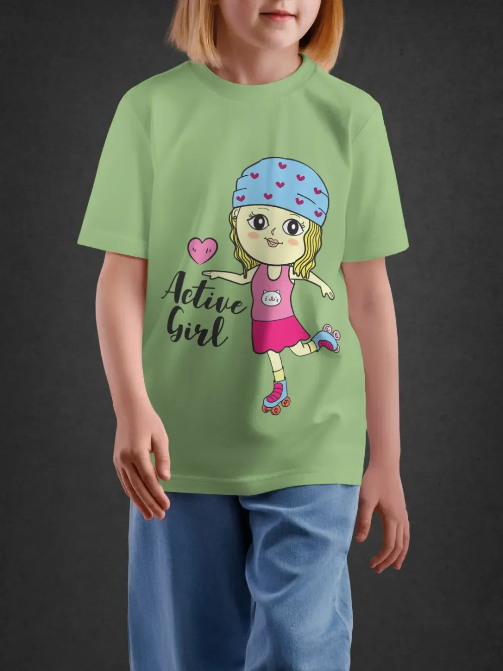 Tshirt for Girls Active Girl 2-6Y Adorable Tee in Green