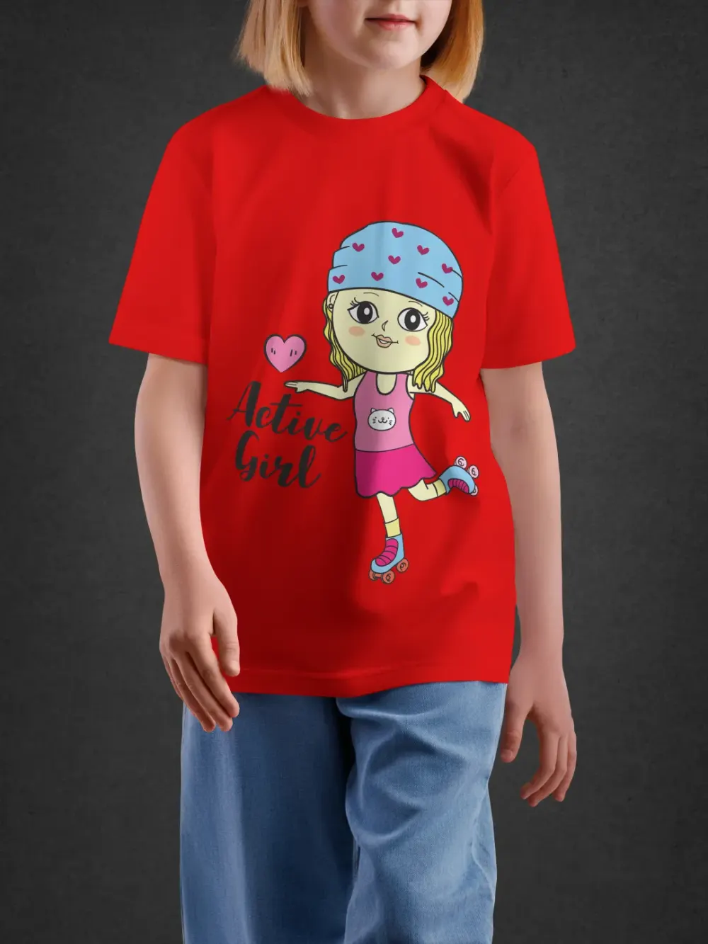 Tshirt for Girls Active Girl 2-6Y Adorable Tee in Red