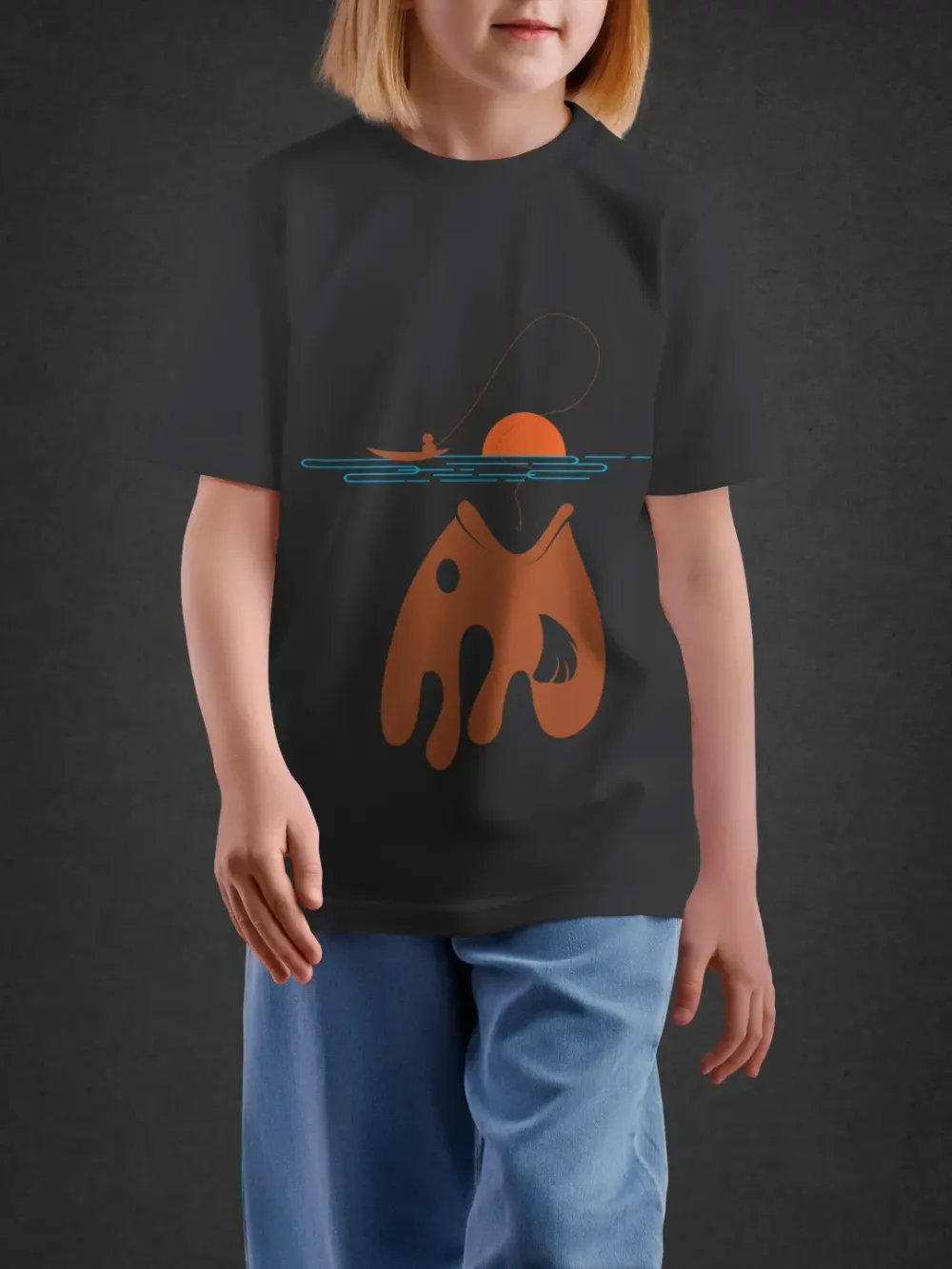Tshirt for Kids Mountain View 7-12Y Amazing Tee in Black