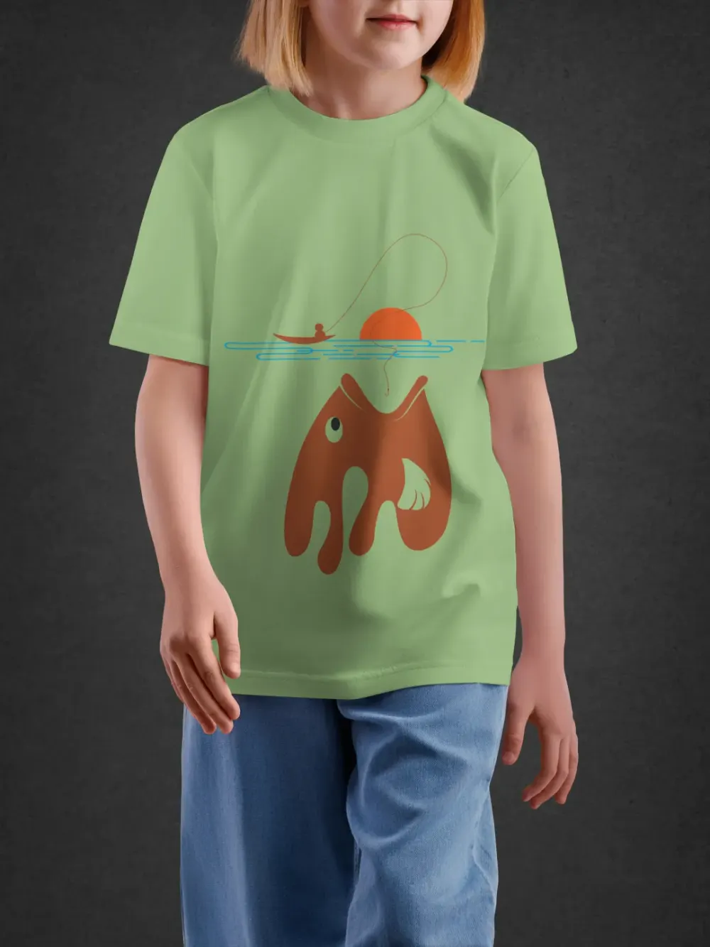 Tshirt for Kids Mountain View 7-12Y Amazing Tee in Green