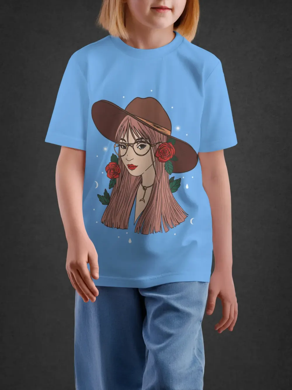 Tshirt for Girls Floral Girl 7-12Y Charming Tee in Blue