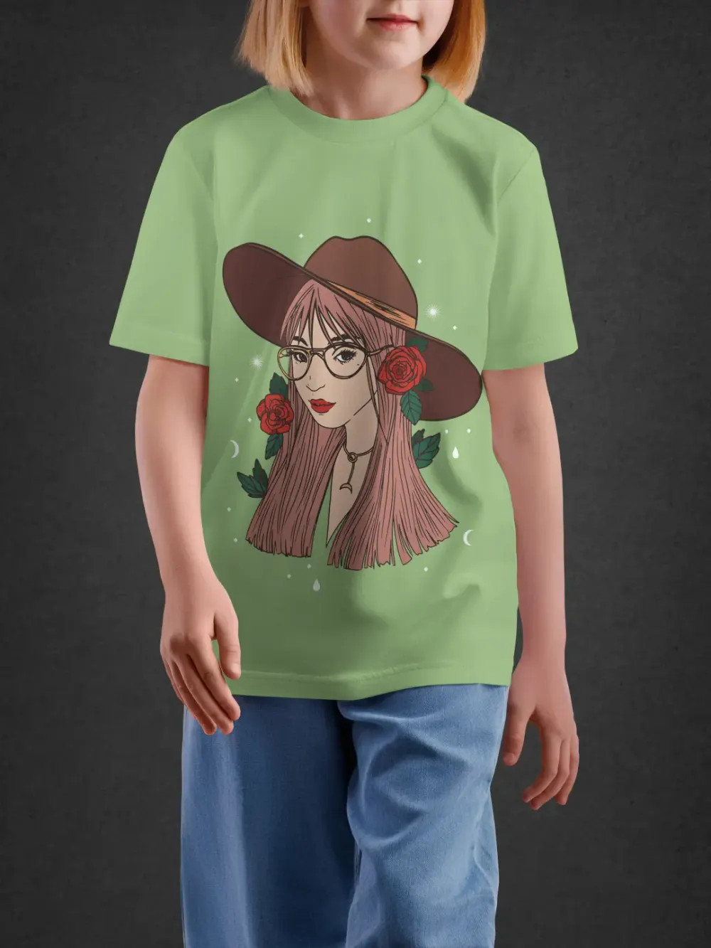 Tshirt for Girls Floral Girl 7-12Y Charming Tee in Green