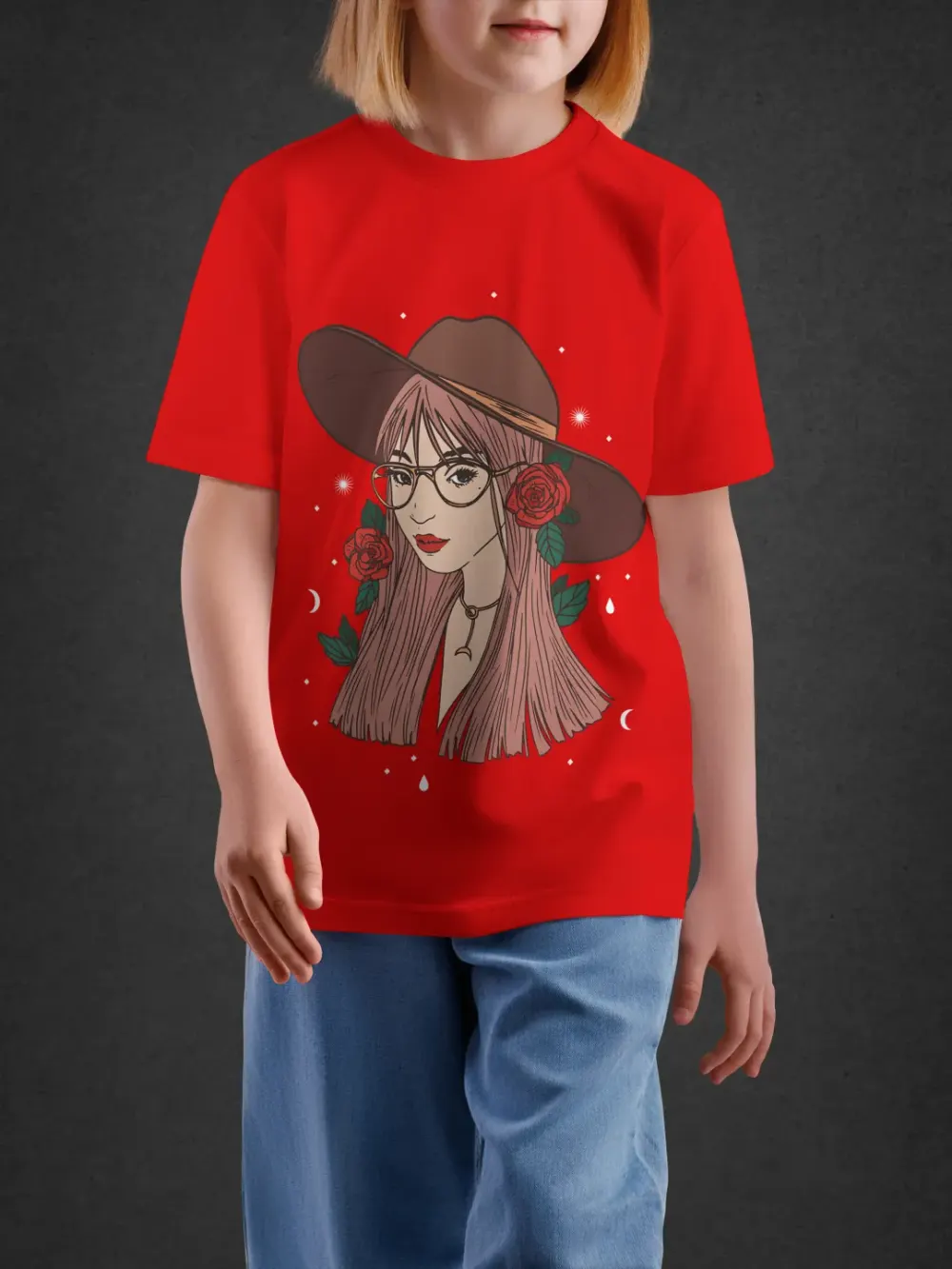 Tshirt for Girls Floral Girl 7-12Y Charming Tee in Red