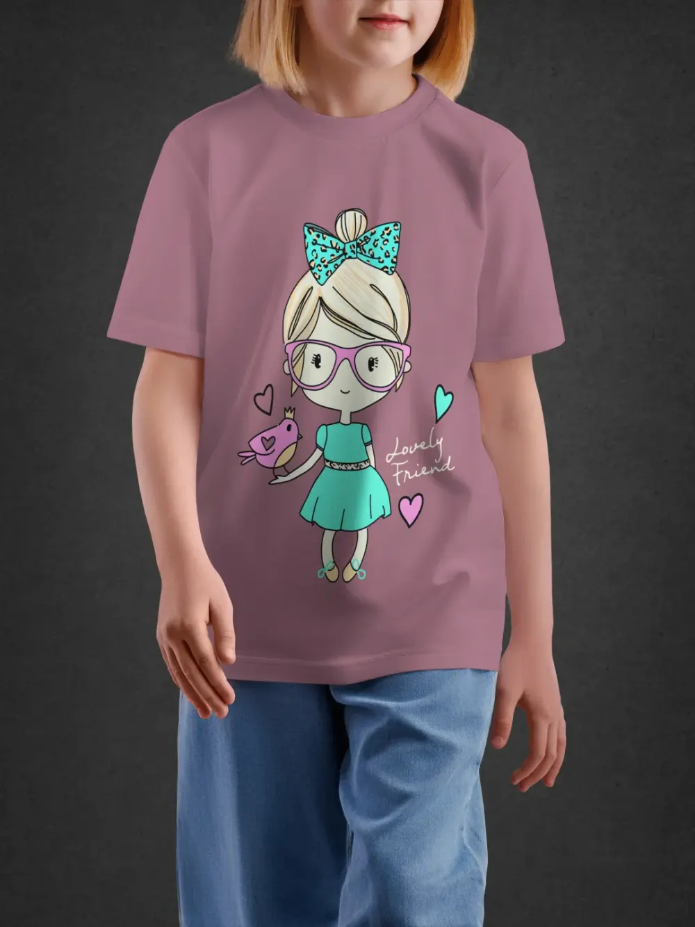 Tshirt for Girls Cute Girl 2-6Y Adorable Tee in Pink