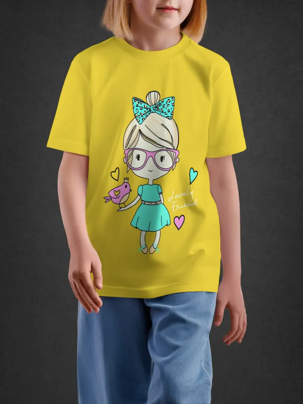 Tshirt for Girls Cute Girl 2-6Y Adorable Tee in Yellow
