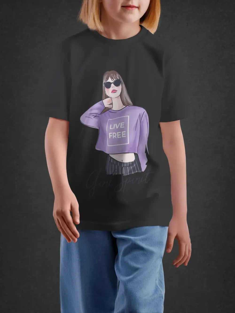 Tshirt for Girls Girl Power 11-16Y Inspiring Tee in Black