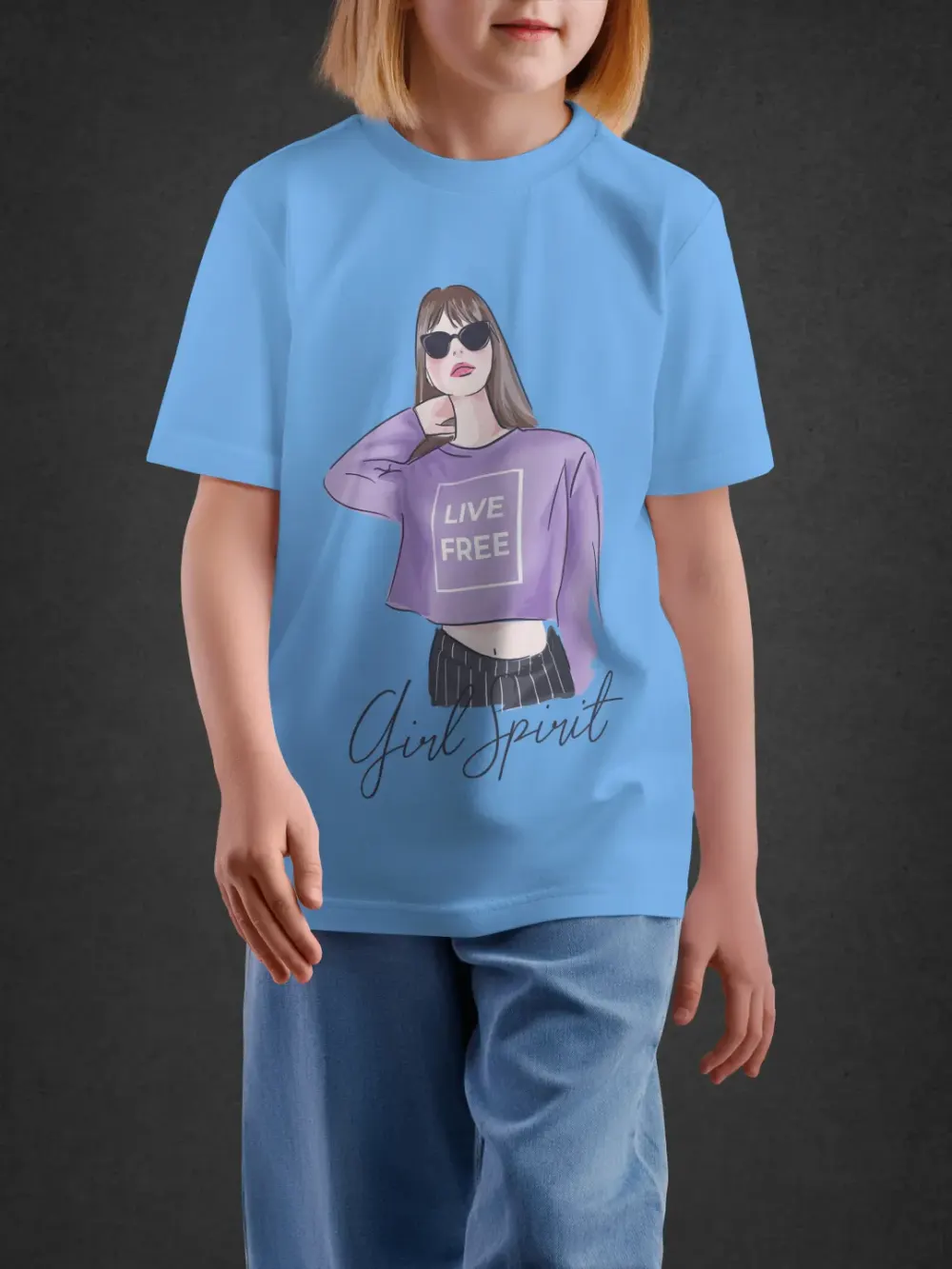 Tshirt for Girls Girl Power 11-16Y Inspiring Tee in Blue