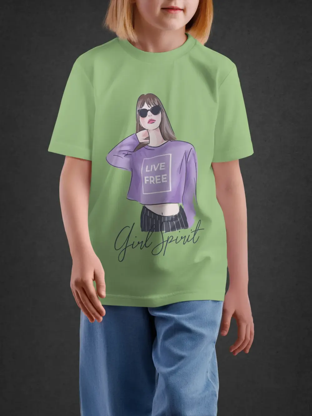 Tshirt for Girls Girl Power 11-16Y Inspiring Tee in Green