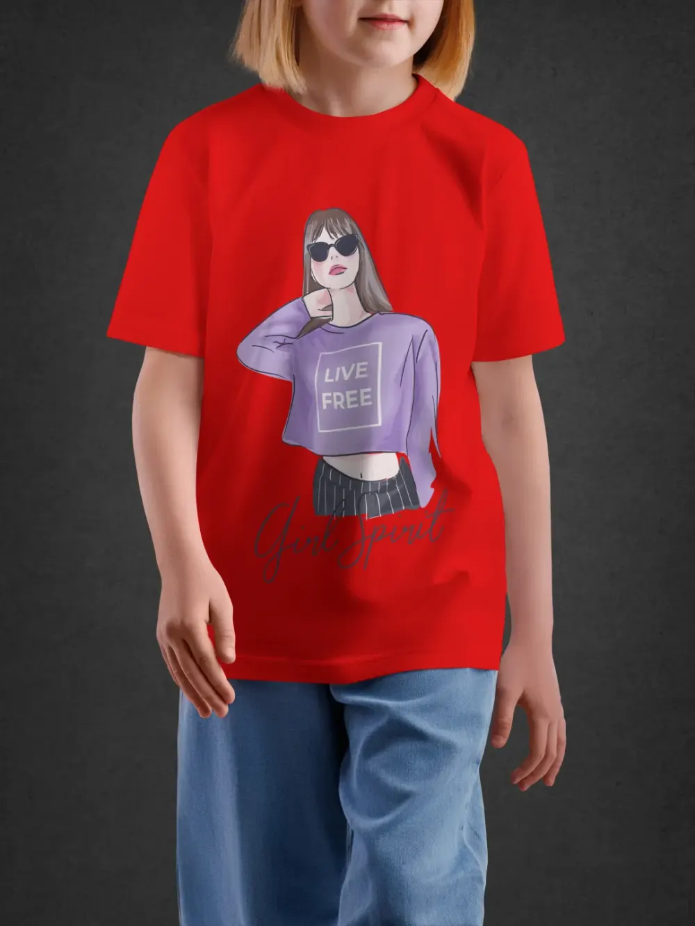 Tshirt for Girls Girl Power 11-16Y Inspiring Tee in Red