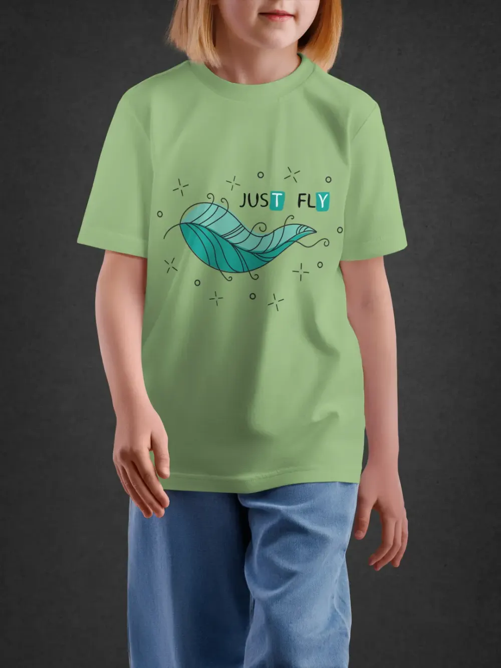 Tshirt for Girls Just Fly 7-12Y Inspiring Tee in Green