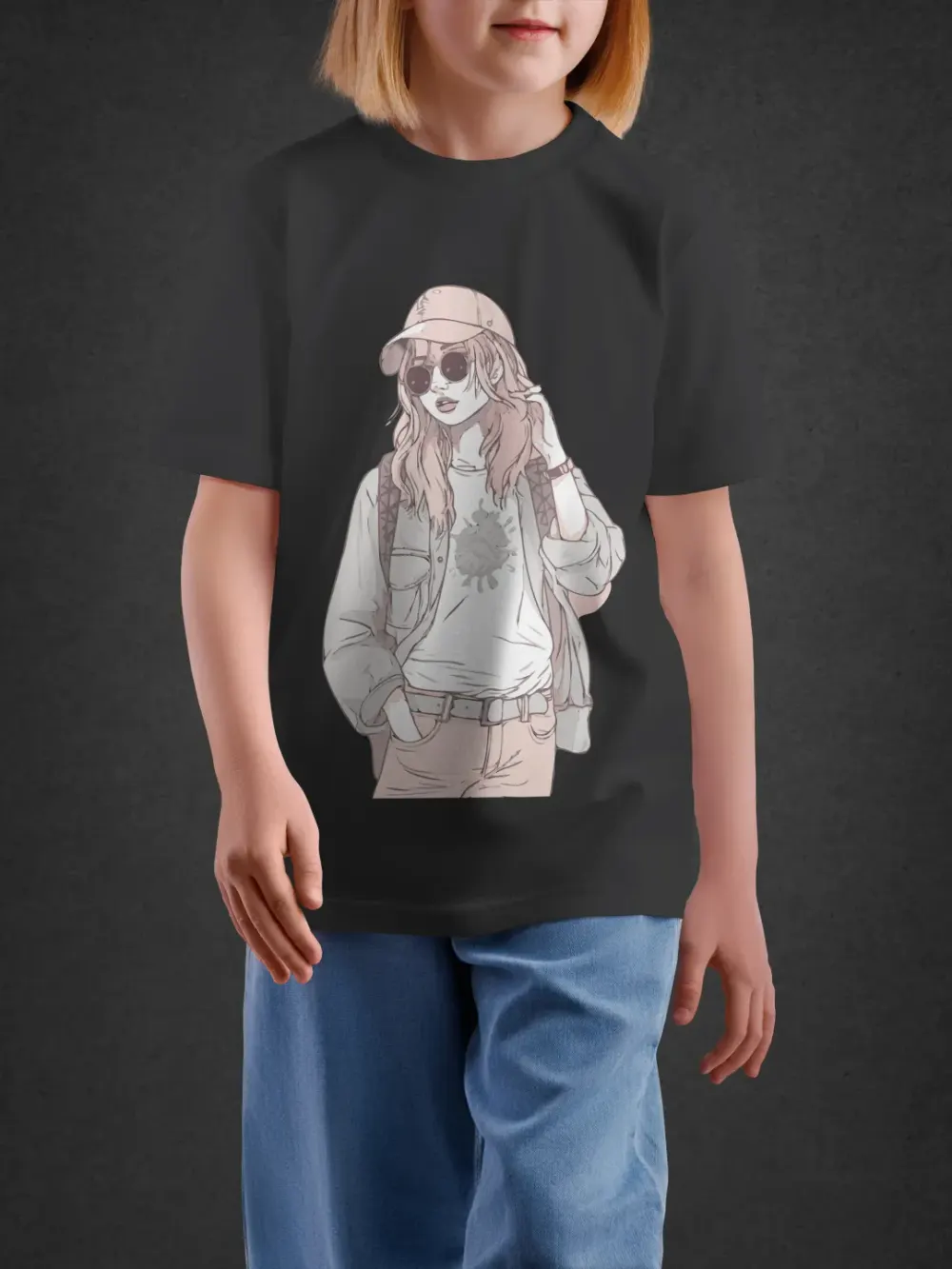 Tshirt for Girls Trendy Girl 11-16Y Stylish Tee in Black