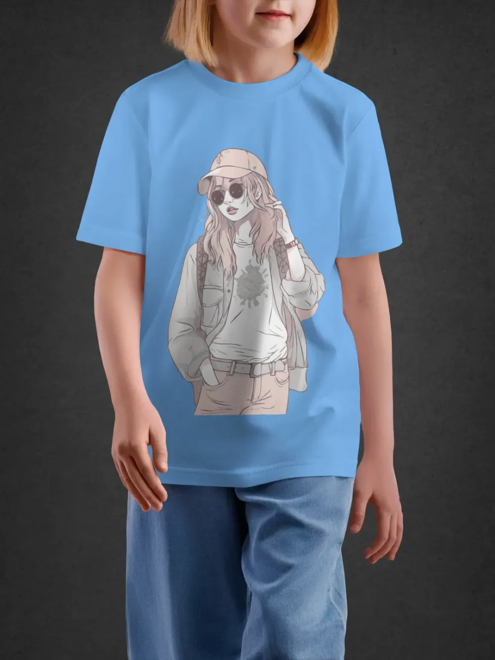 Tshirt for Girls Trendy Girl 11-16Y Stylish Tee in Blue