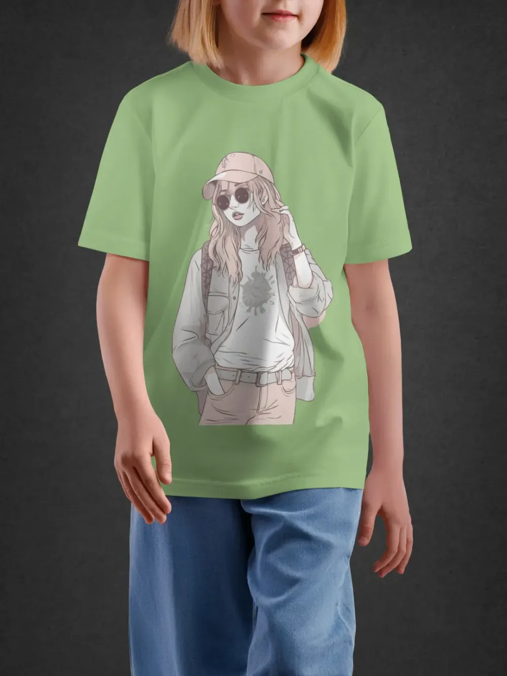 Tshirt for Girls Trendy Girl 11-16Y Stylish Tee in Green