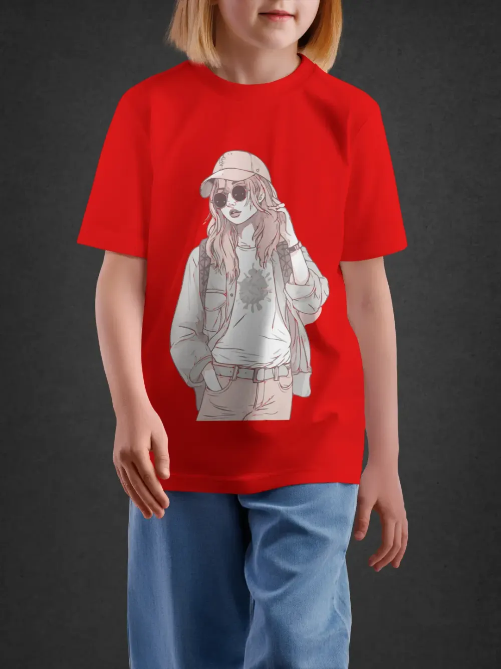 Tshirt for Girls Trendy Girl 11-16Y Stylish Tee in Red