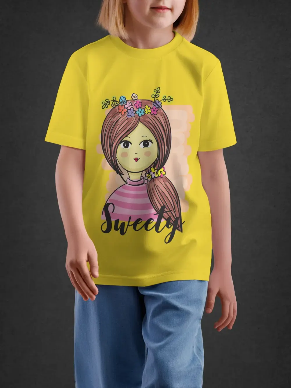 Tshirt for Girls Lovely Girl 7-12Y Delight Tee in Yellow