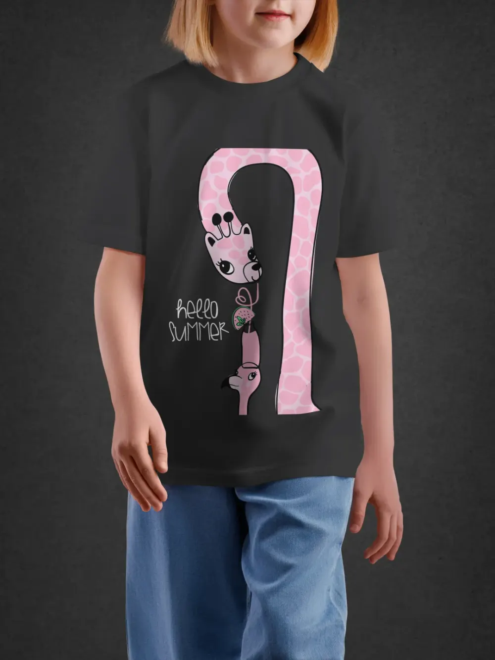 Tshirt for Girls Hello Summer 2-6Y Delight Tee in Black