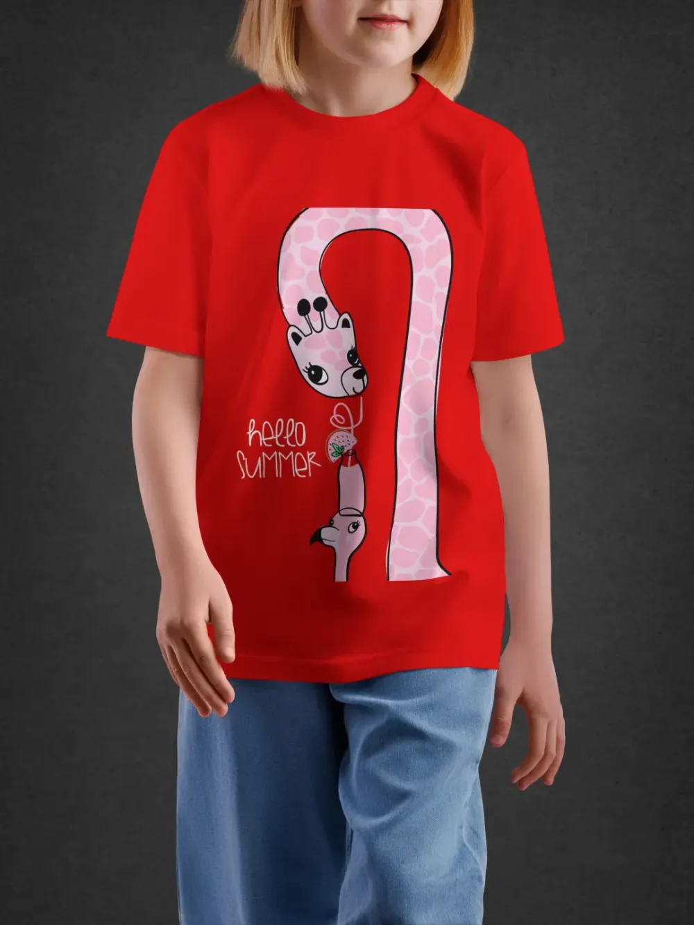 Tshirt for Girls Hello Summer 2-6Y Delight Tee in Red