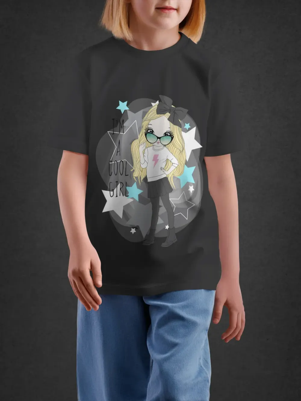 Tshirt for Girls Cool Girl 7-12Y Delight Tee in Black