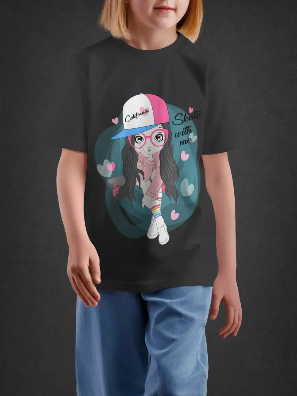Tshirt for Girls Stylish Girl 7-12Y Delight Tee in Black