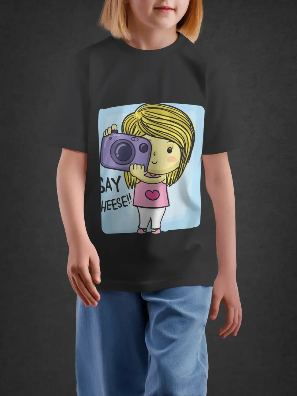 Tshirt for Girls Camera Girl 7-12Y Delight Tee in Black