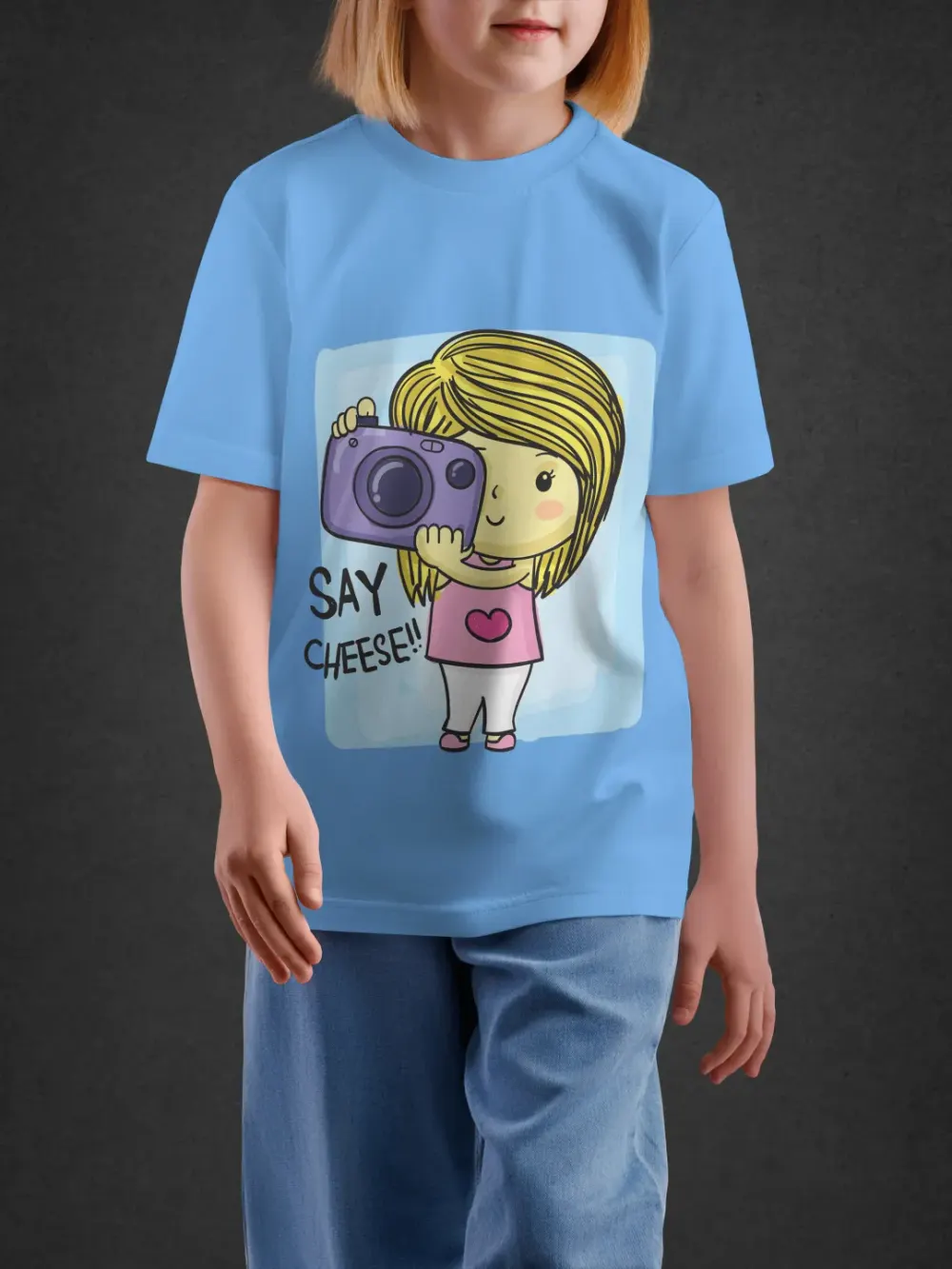 Tshirt for Girls Camera Girl 7-12Y Delight Tee in Blue