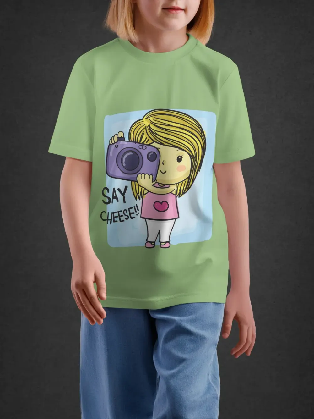 Tshirt for Girls Camera Girl 7-12Y Delight Tee in Green
