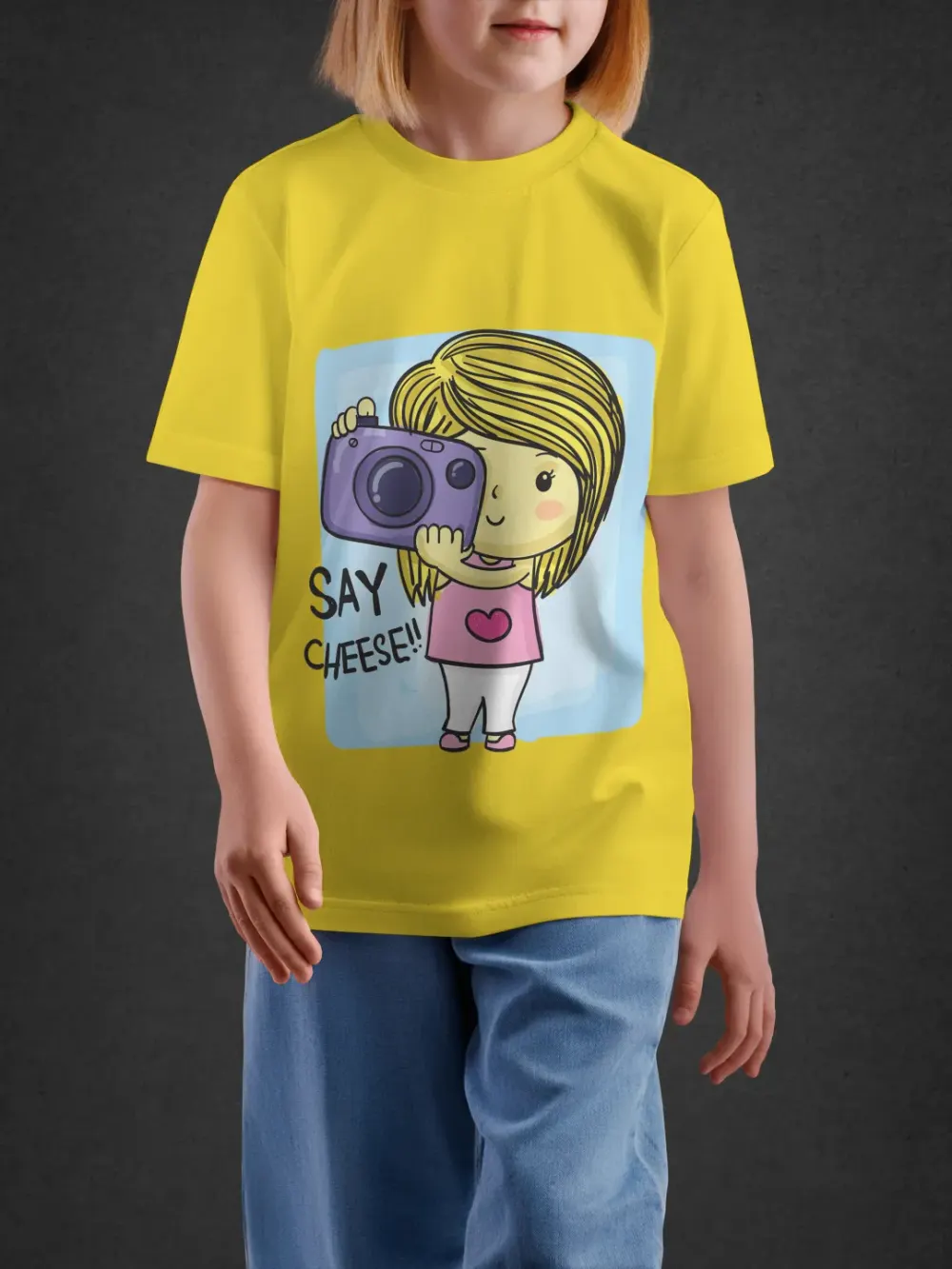 Tshirt for Girls Camera Girl 7-12Y Delight Tee in Yellow