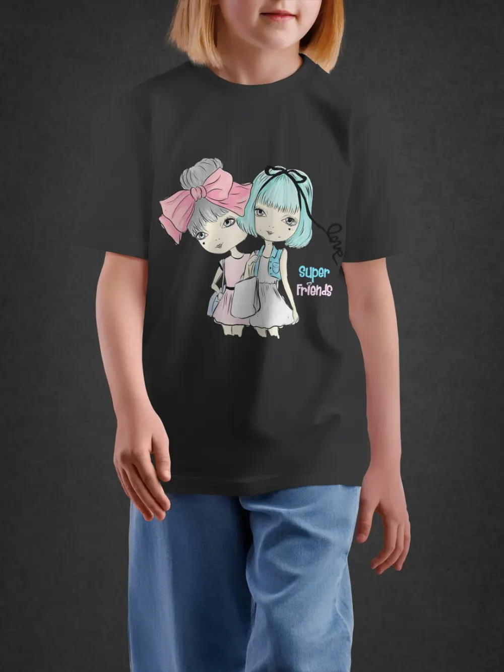 Tshirt for Girls Sweet Twins 2-6Y Delight Tee in Black