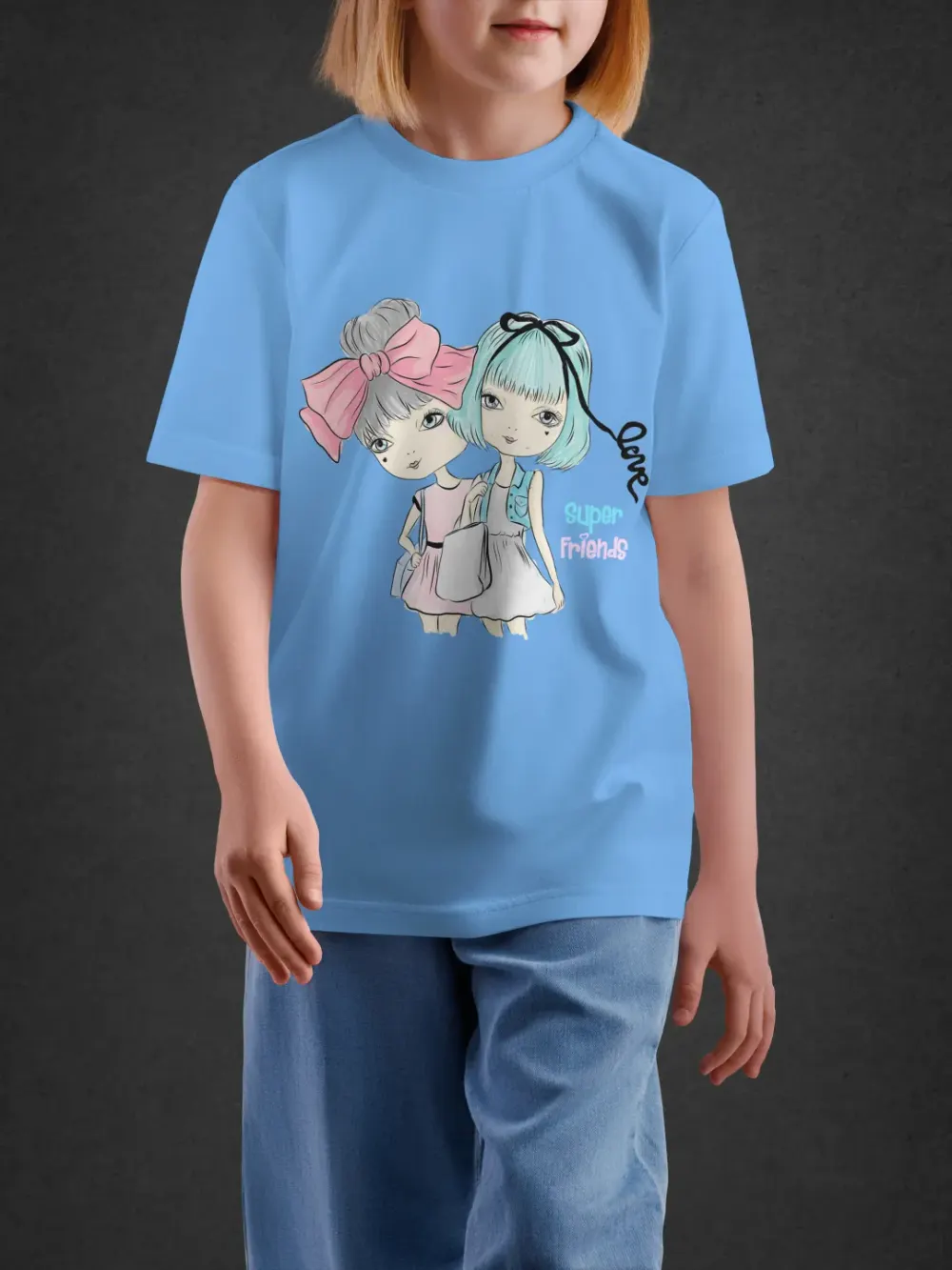Tshirt for Girls Sweet Twins 2-6Y Delight Tee in Blue