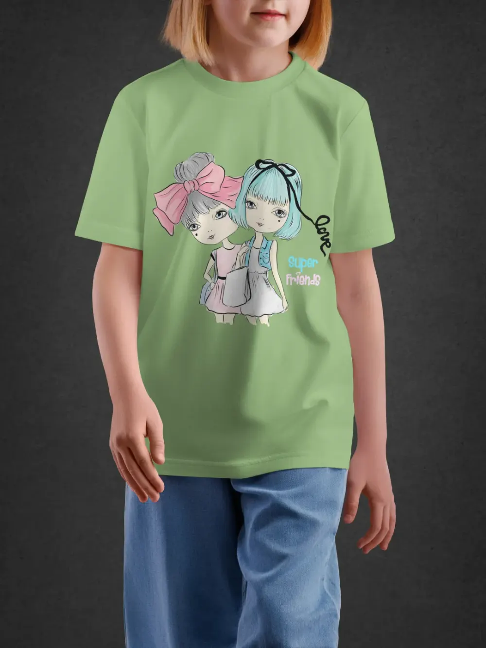 Tshirt for Girls Sweet Twins 2-6Y Delight Tee in Green