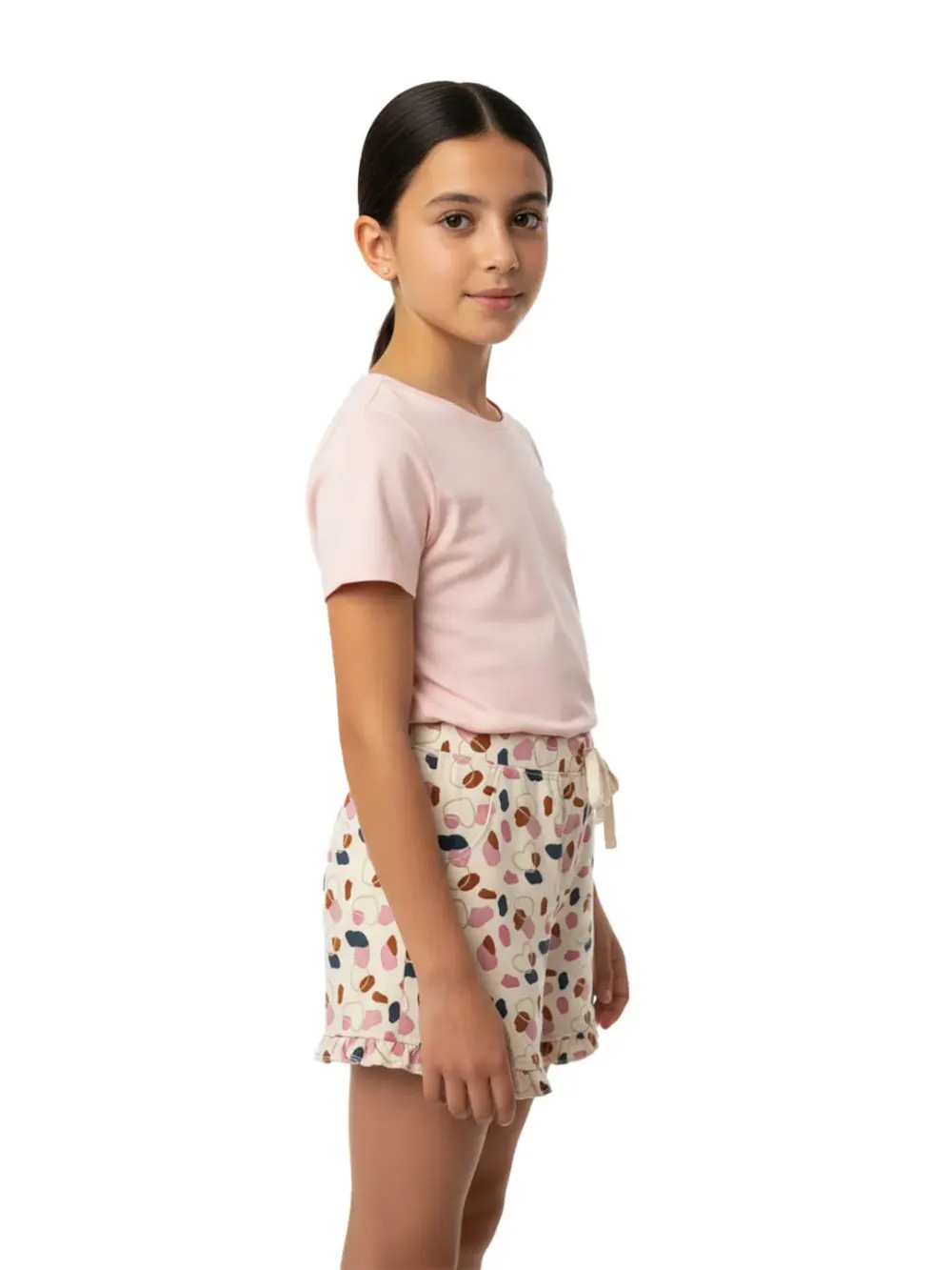 Shorts for girls - Girls Printed Shorts Cute Fun 100% Cotton, close-up detail