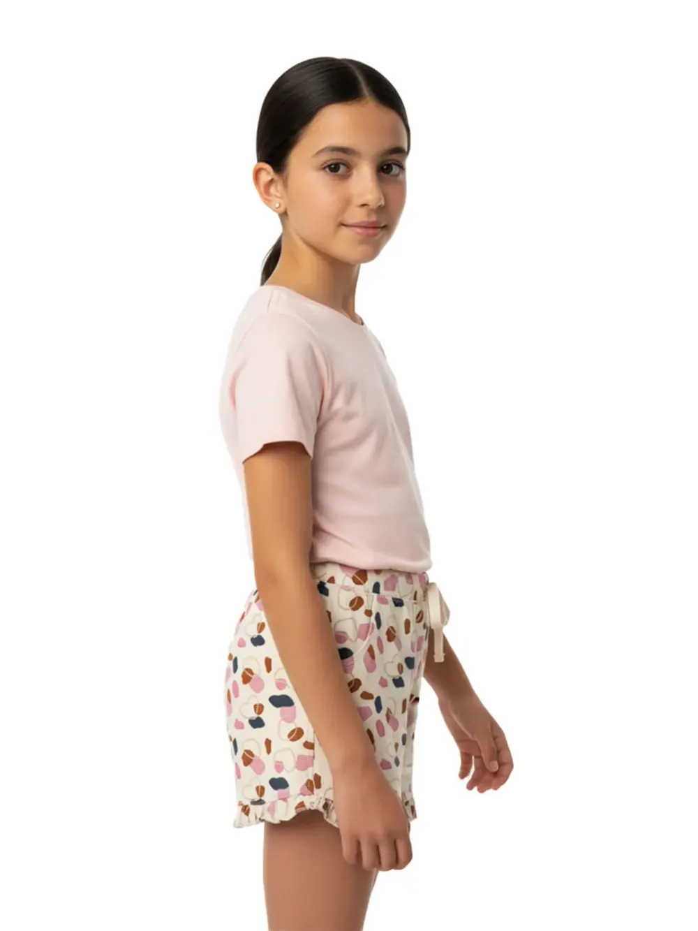 Shorts for girls - Girls Printed Shorts Cute Fun 100% Cotton, full outfit view
