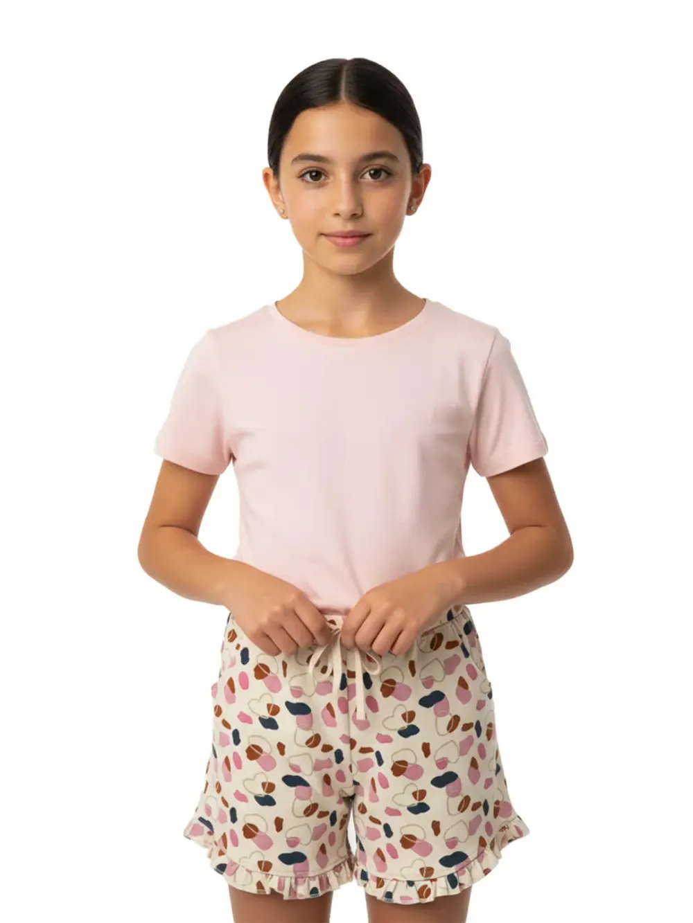 Shorts for girls - Girls Printed Shorts Cute Fun 100% Cotton, fabric detail