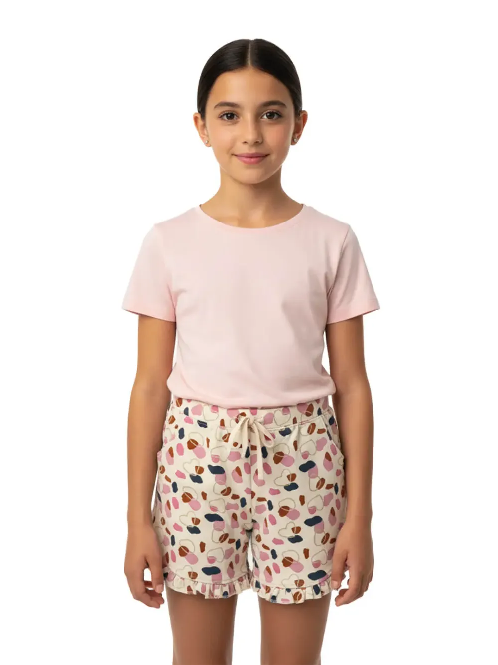 Shorts for girls - Girls Printed Shorts Cute Fun 100% Cotton, close-up detail