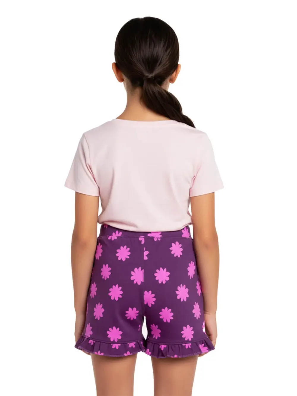 Shorts for girls - Girls Daisy Print Shorts Cute FUn 100% Cotton, close-up detail