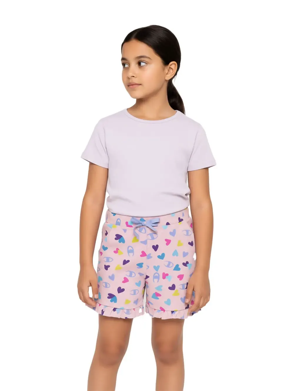 Shorts for girls - Girls Heart Print Shorts Cute Fun 100% Cotton, back view